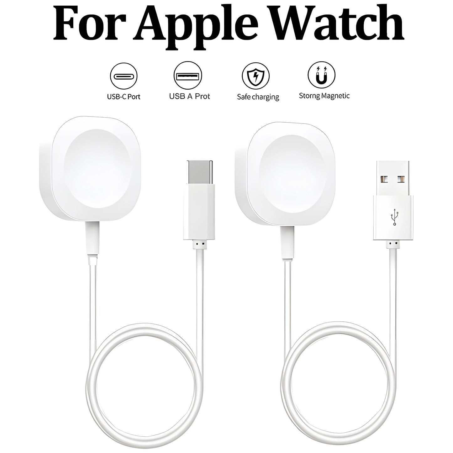 2024 Magnetic Wireless USB A Fast Charger for Apple Watch Ultra Series 9 8 7 6 SE Type C Cable Charging for iWatch Series 5 3 2