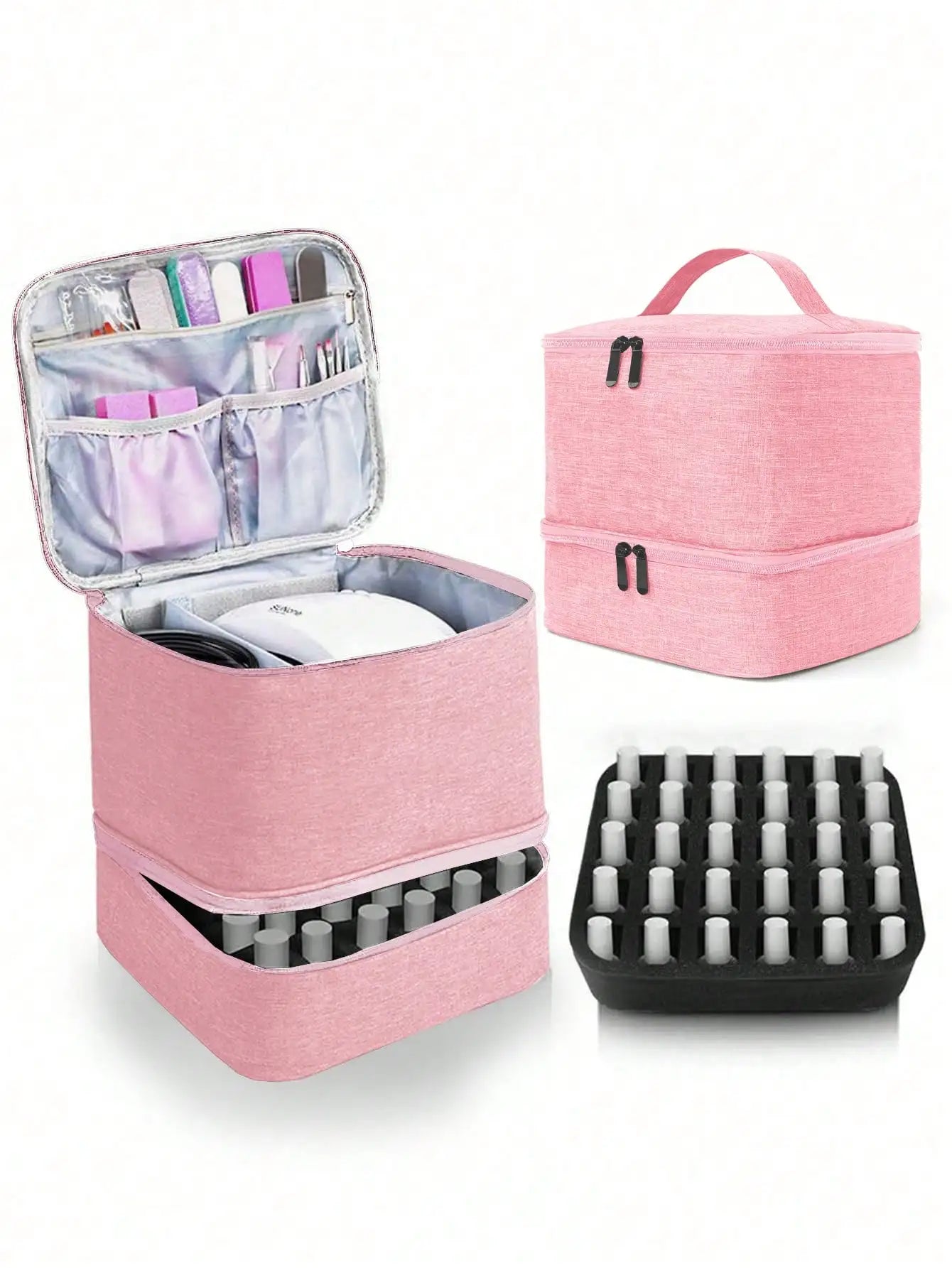 Women's Portable Double-layer Nail Polish Storage Bag Organizer Travel Essential Oil Storage Box Multi-function Storage Bag