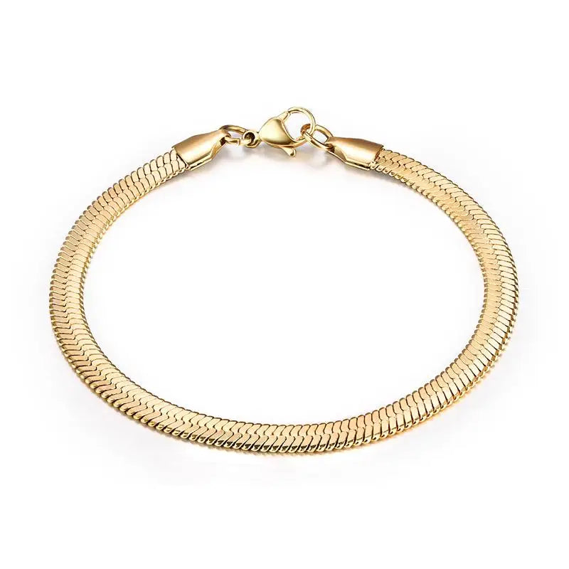 3/4/5MM Stainless Steel Snake Chain Bracelet For Women Men Classic Gold Color Charm Bracelets Jewellery Wholesale Dropshipping