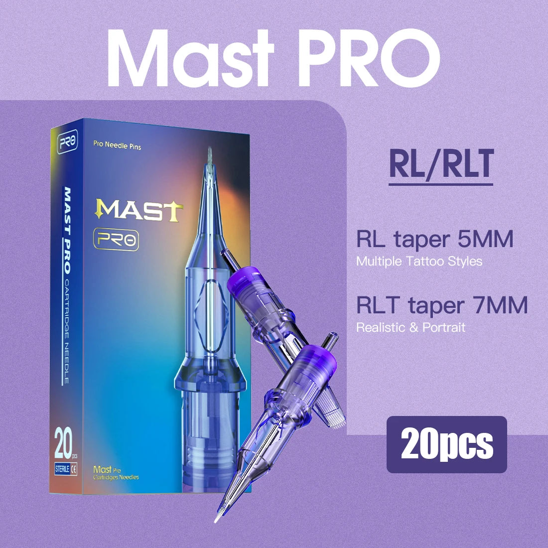 Mast Tattoo PRO Tattoo Cartridges RL/RLT Round Liner Disposable Safety Needles for Tattoo Machines 20pcs/lot