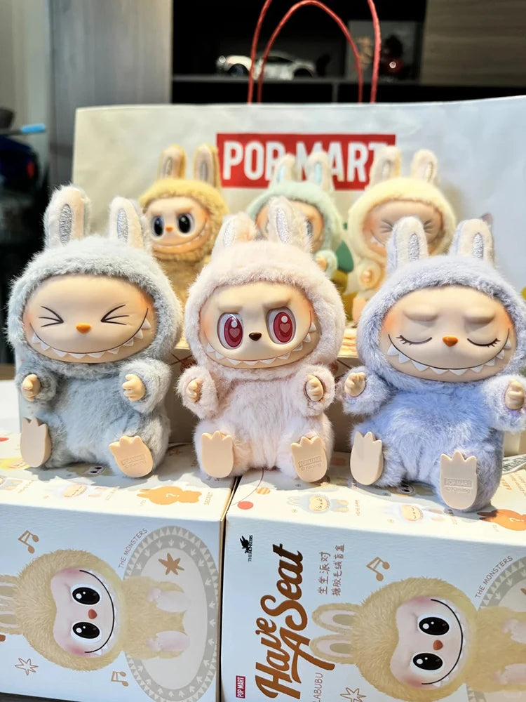 Genuine Labubu Sitting Party Macaron Vinyl Face 2.0 Series Pendant Doll Home Decor Keychain Collection Model Kids Toys Xmas Gift