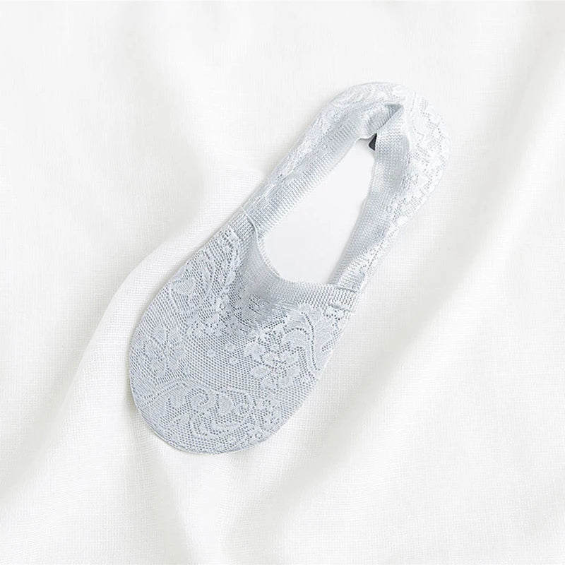 5 Pairs Fashion Women Girls Summer Socks Style Lace Flower Short Sock Antiskid Invisible Ankle Socks New 7 colors