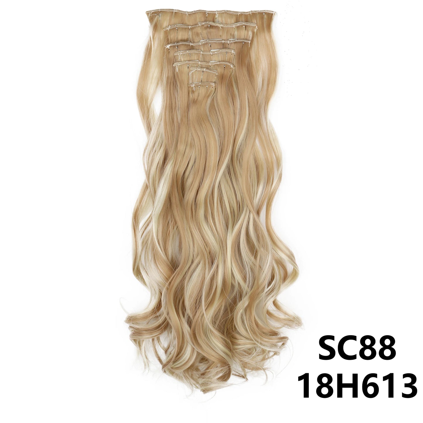 Long Straight Synthetic 16 Clips In Hair Extensions 7Pcs/Set High Temperature Fiber Black Brown Blonde Hairpiece For Women