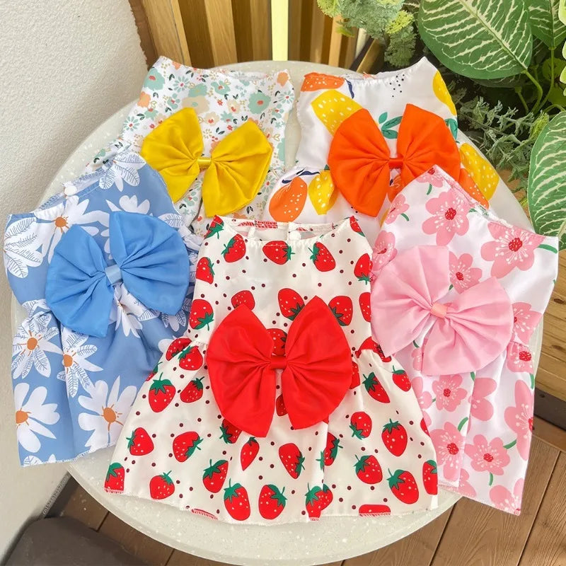 Dog Princess Dress Spring Summer Kitten Pet Skirt Cute Dog Dress Bow Lace for Small Medium Puppy Poodle Chihuahua