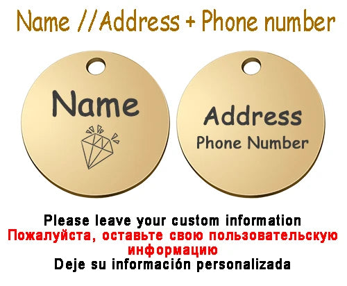 Personalized Pet Cat Dog Name Collar Accessories Circle Custom Engraved ID Tag Necklace Chain Charm Supplies For Dog Product