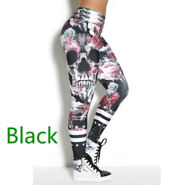 Skull Print Sexy High-Waisted Leggings and Yoga Pants