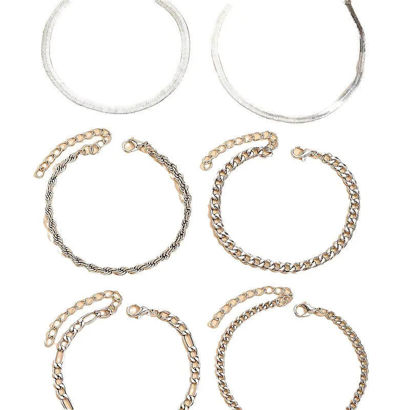 Bohemian Layered Blade Chain Bracelet Set (6 Pieces)