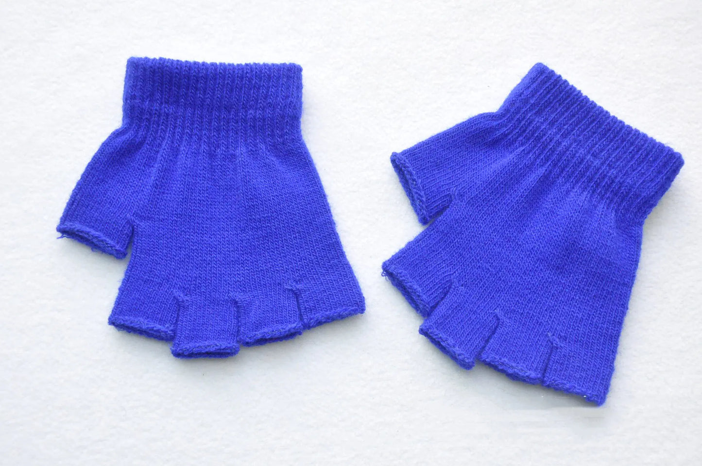 Children's Solid Color Warm Half-Finger Gloves