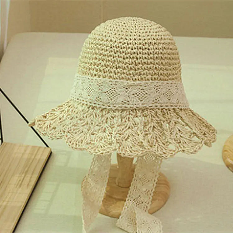 Women's Big Brim Hollow Straw Sun Hat for Beach