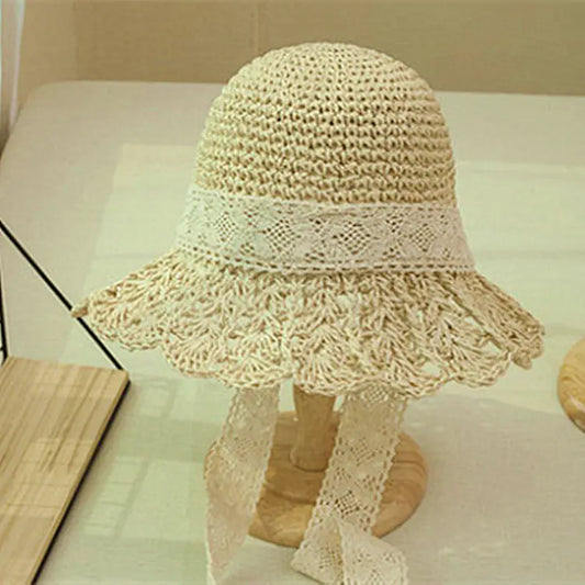 Women's Big Brim Hollow Straw Sun Hat for Beach