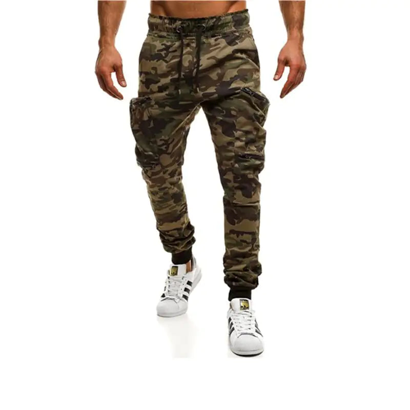 Slim-fit Camouflage Trousers with Pocket Stitching