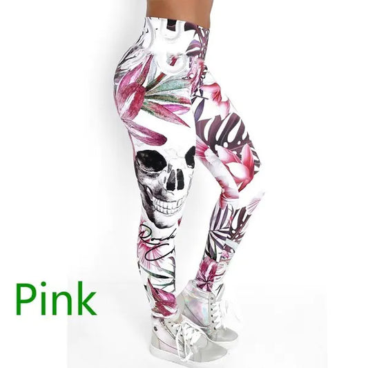 Skull Print Sexy High-Waisted Leggings and Yoga Pants