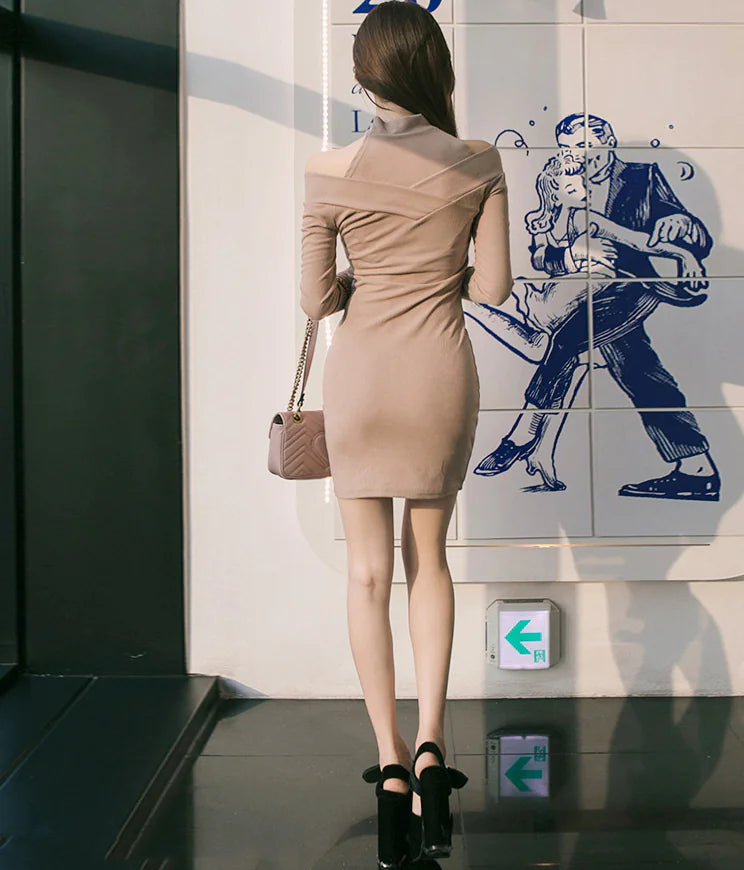 Sexy Off-Shoulder V-Neck Bodycon Dress, Reversible