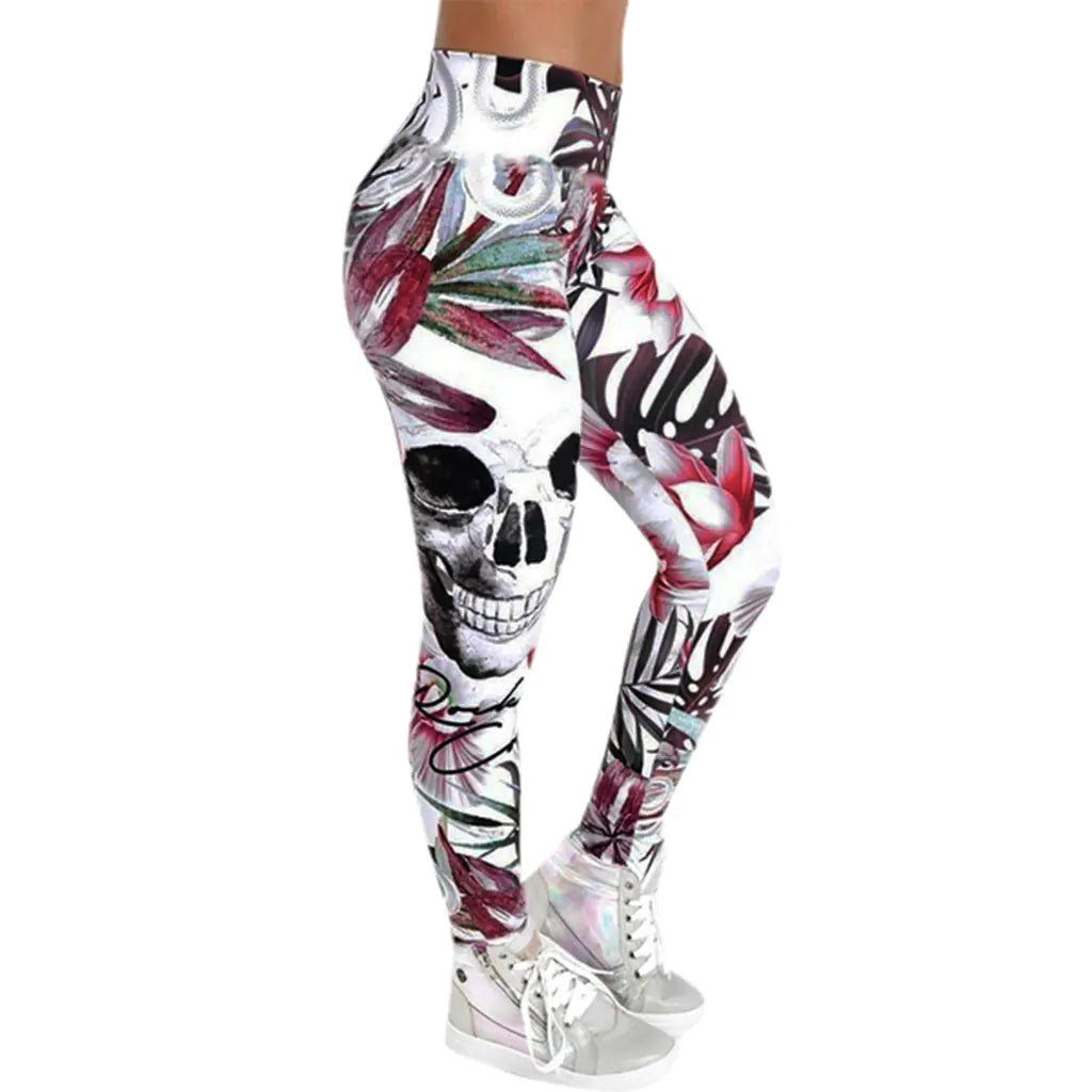 Skull Print Sexy High-Waisted Leggings and Yoga Pants