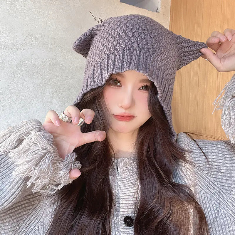 Women's Cute Woolen Cap with Earflaps for Autumn/Winter