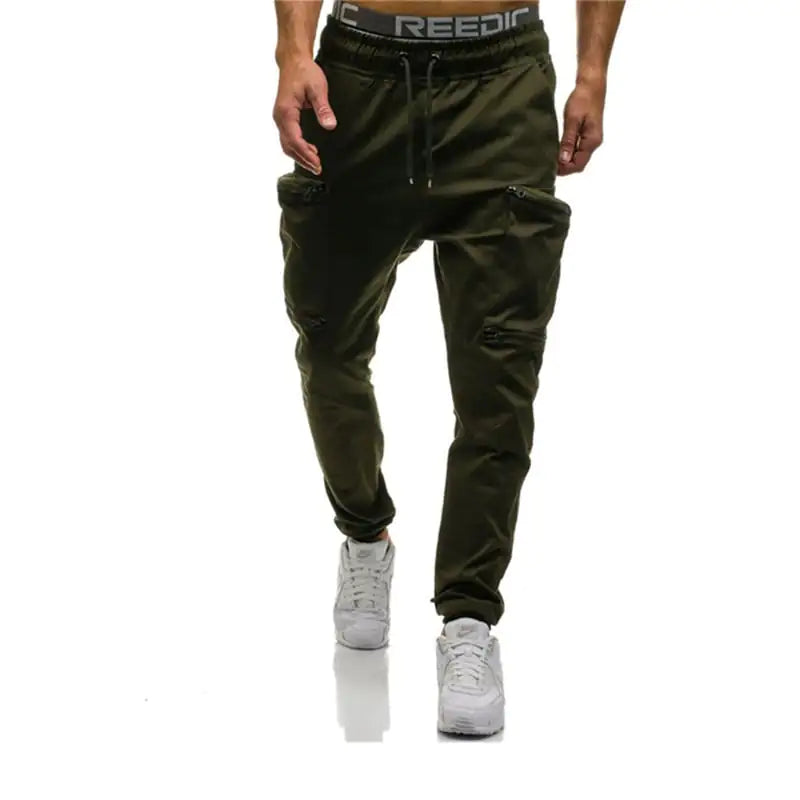 Slim-fit Camouflage Trousers with Pocket Stitching