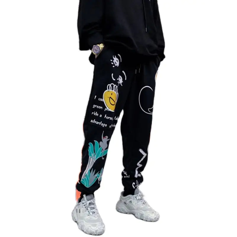 Men's Casual Straight Print Trousers for Autumn/Winter