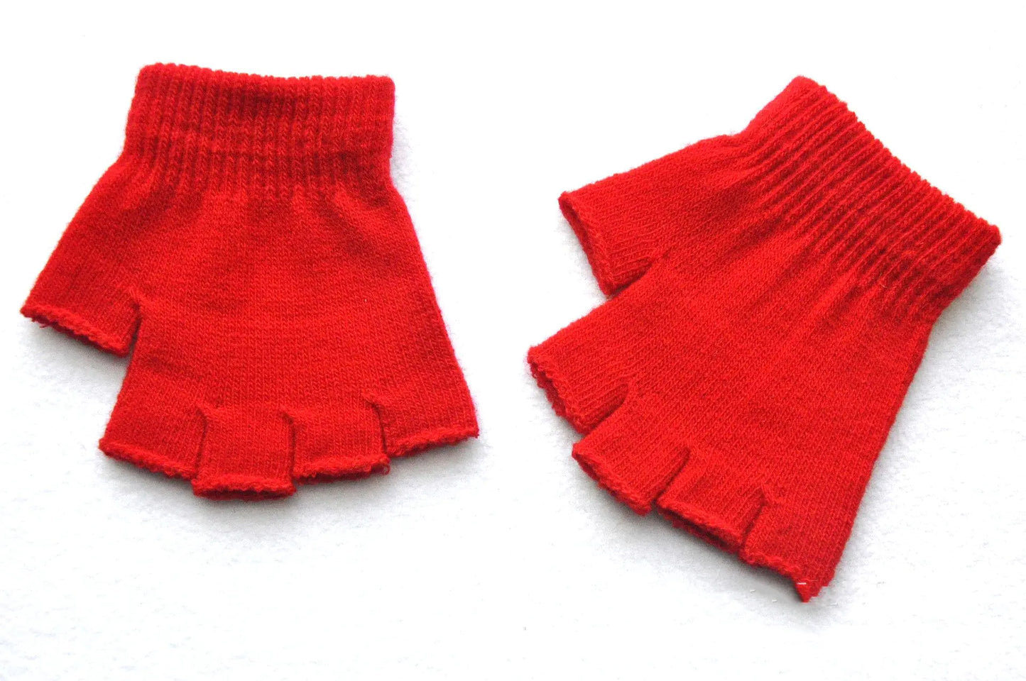 Children's Solid Color Warm Half-Finger Gloves