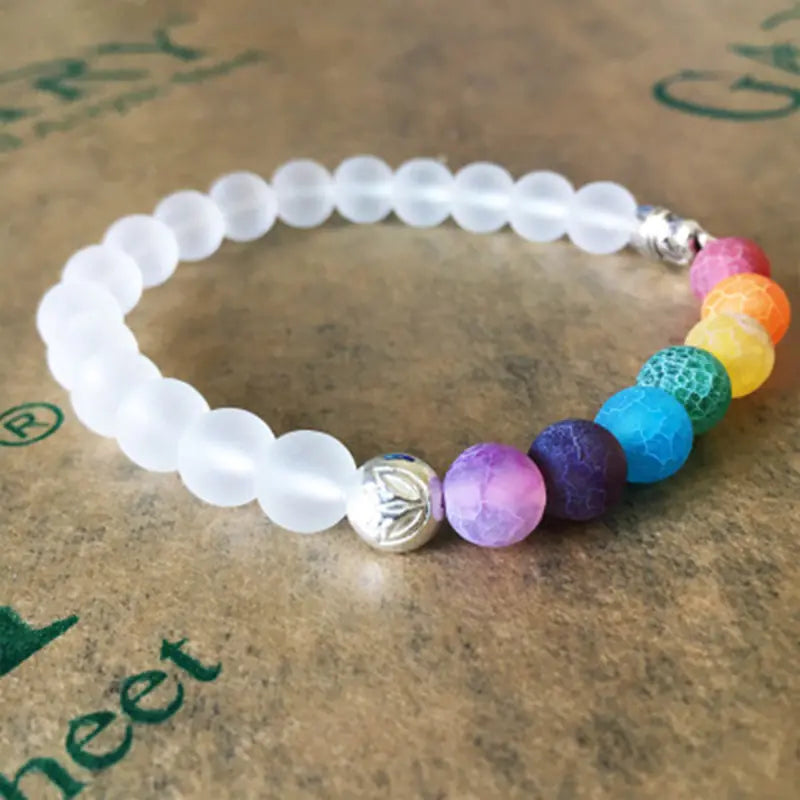 Elephant Bracelet with Colorful Chakra Beads