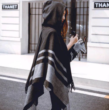 2020 Autumn Winter Women's Hooded Cape Scarf Shawl