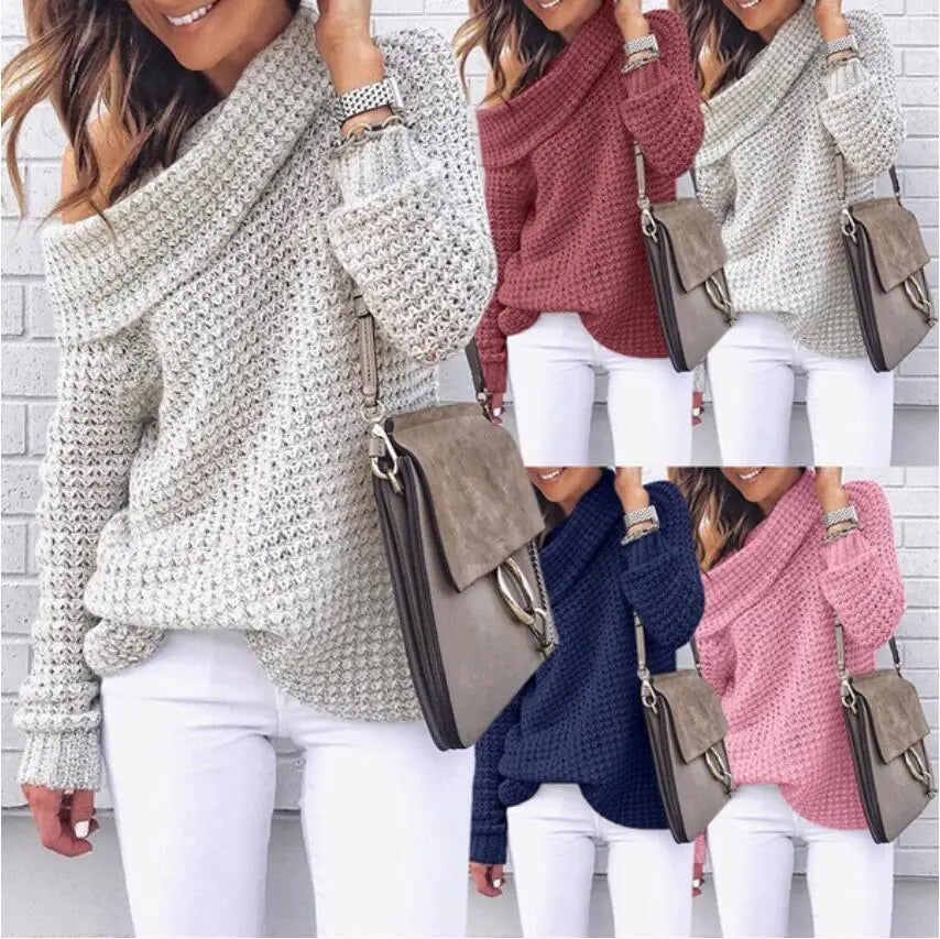 Women's Oversized Long Sleeve Knitted Sweater